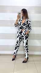Coordinato Benita Giacca e Pantaloni Fantasia Geometrica
