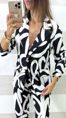 Coordinato Benita Giacca e Pantaloni Fantasia Geometrica