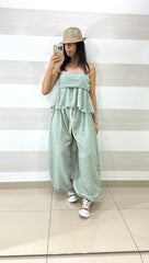 Coordinato Bonita Pantaloni Balloon e Top Svasato Effetto Lino