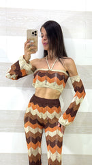 Coordinato Candis in Crochet PantaPalazzo e Top con Lurex