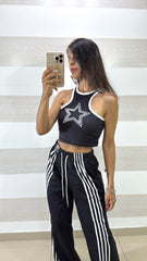 Coordinato Carla Pantaloni e Top con Stella e Bande