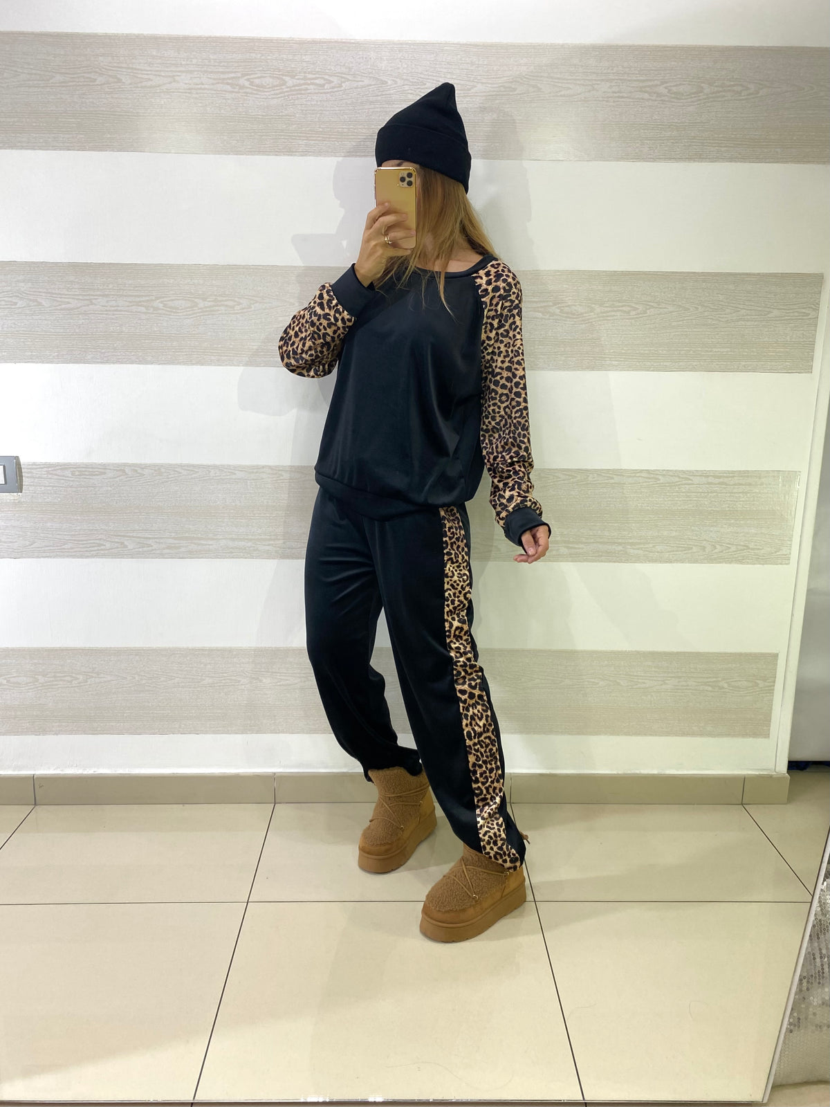 Coordinato Claribel in Vellutino con Bande Maculate