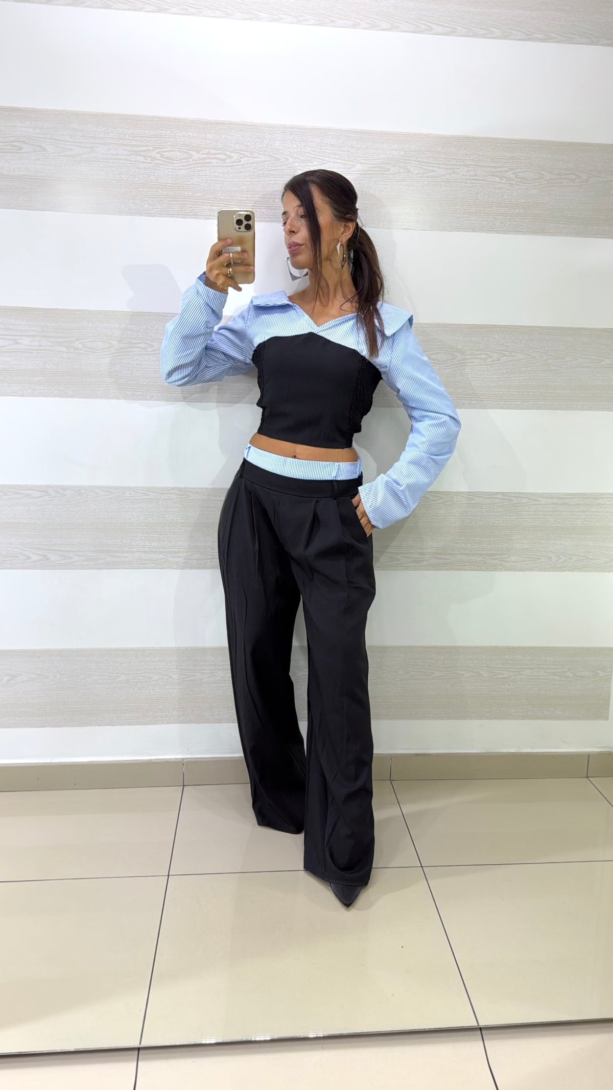 Coordinato Florentina PantaPalazzo e Top con Camicia