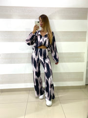 Coordinato Holly PantaPalazzo e Felpina con Zip Astratta