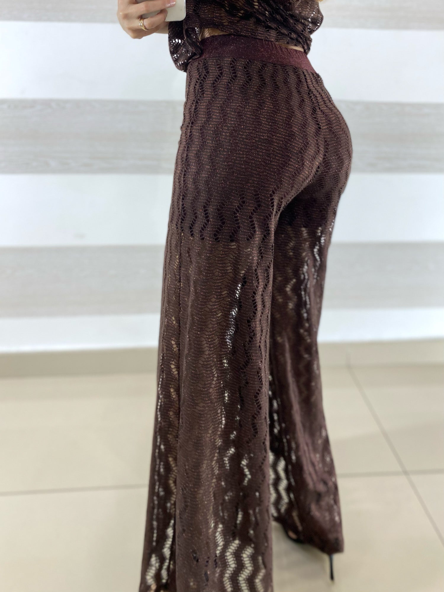 Coordinato Ilary Traforato PantaPalazzo e Maglia Lurex