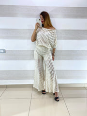 Coordinato Ilary Traforato PantaPalazzo e Maglia Lurex