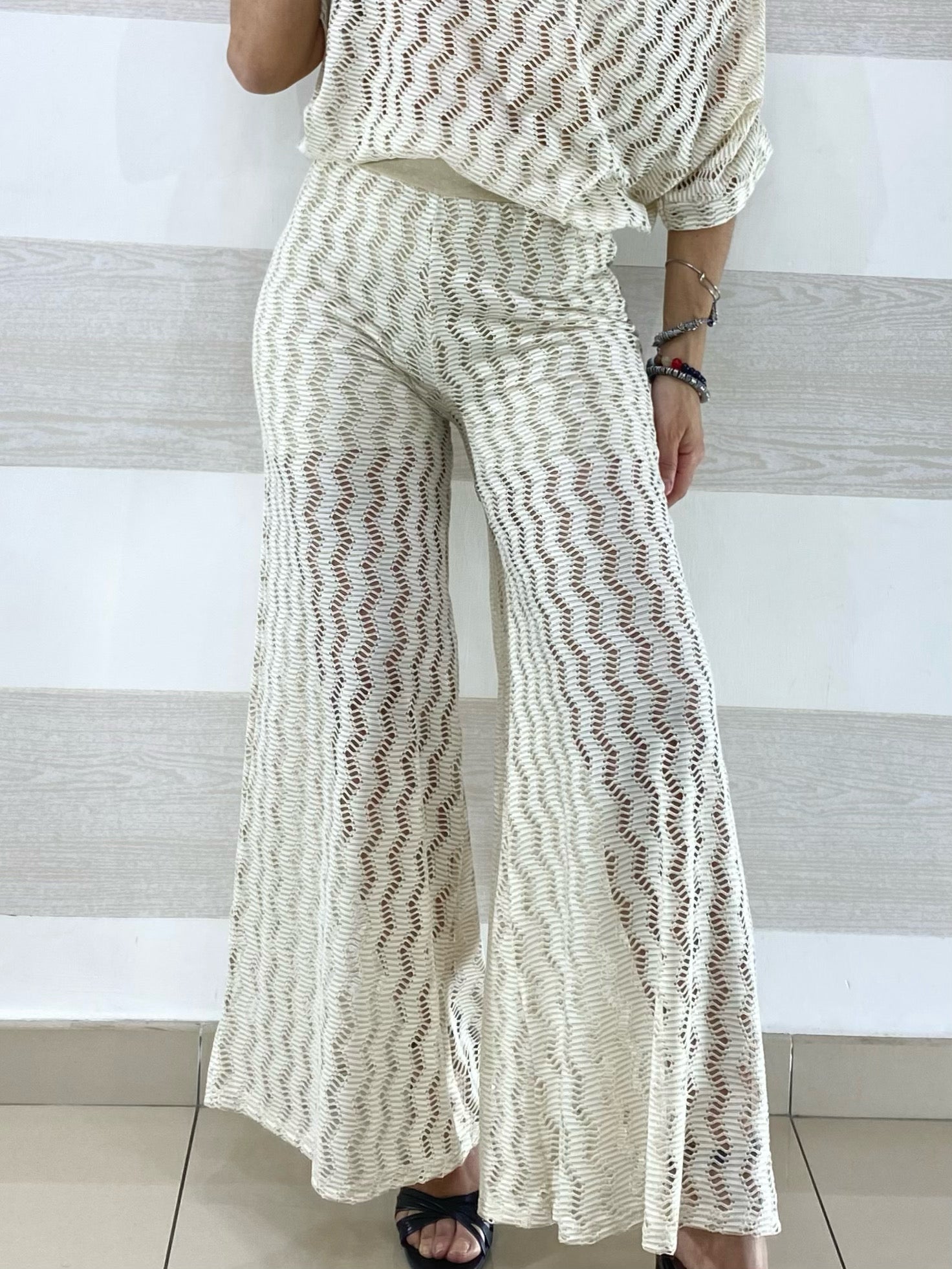 Coordinato Ilary Traforato PantaPalazzo e Maglia Lurex