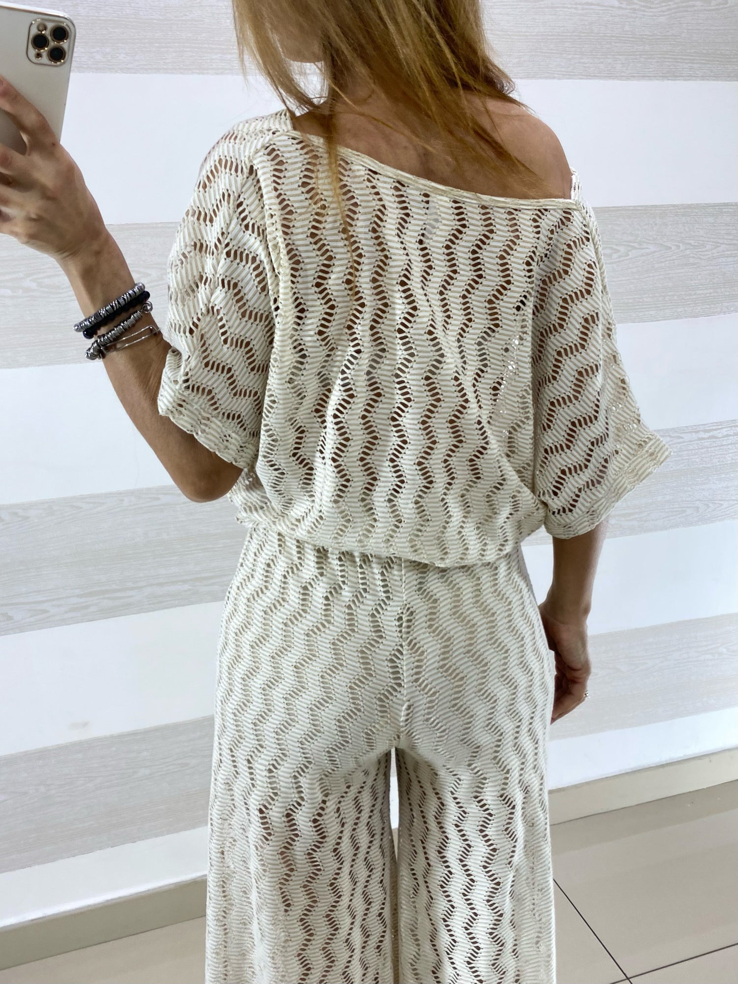 Coordinato Ilary Traforato PantaPalazzo e Maglia Lurex