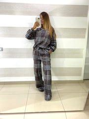 Coordinato Irma PantaPalazzo e Felpina a Quadrettini