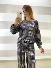 Coordinato Irma PantaPalazzo e Felpina a Quadrettini