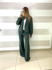 Coordinato Karen Vellutino PantaPalazzo e Felpina con Zip