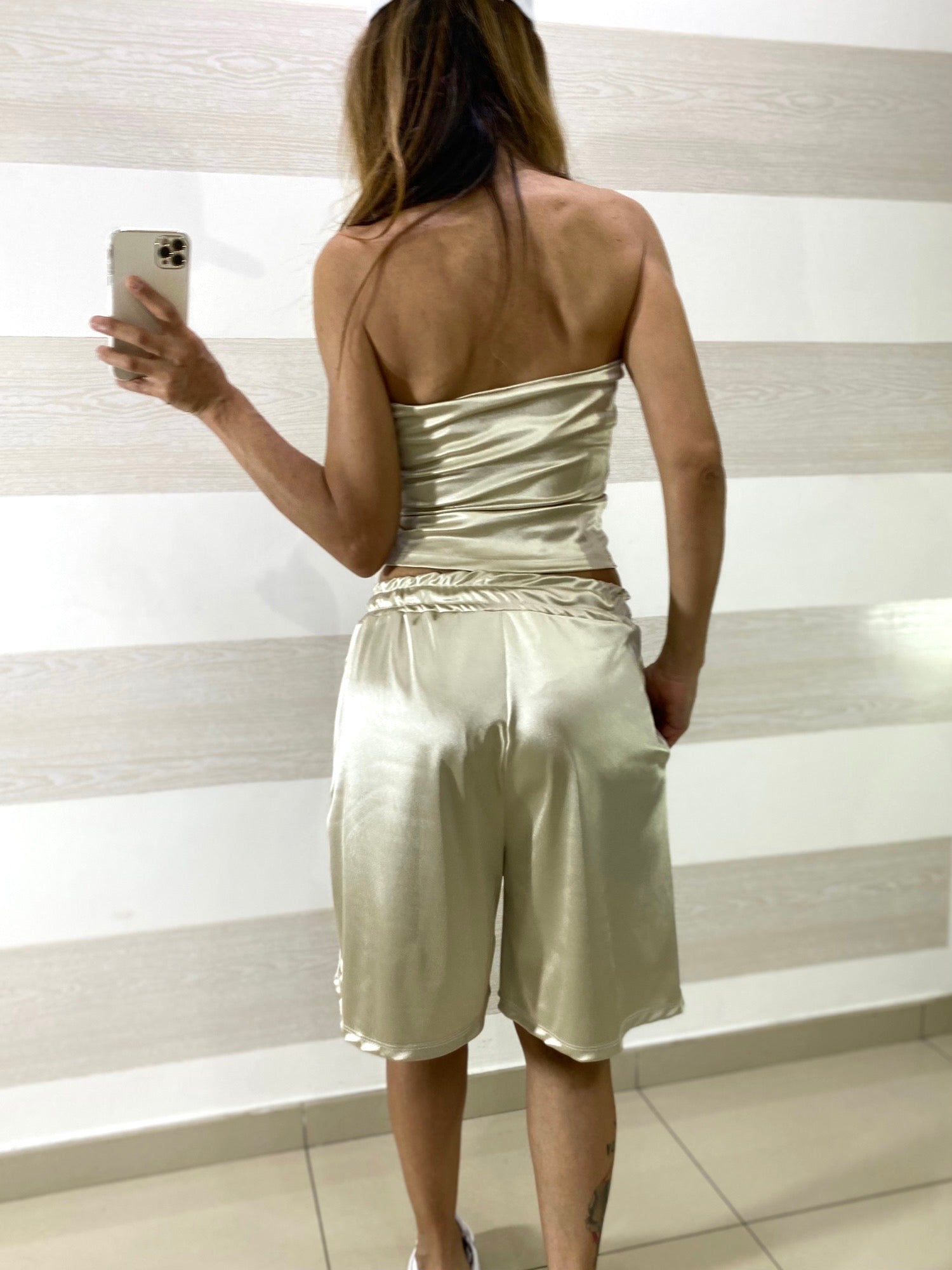 Coordinato Palmix Bermuda e Fascia Satin con Bande Laterali