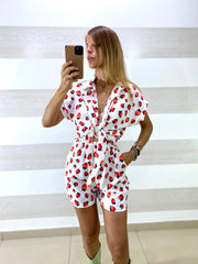 Coordinato Sasha Fantasia Fragole Shorts e Camicetta