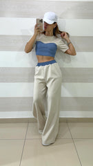 Coordinato Sharise Bustino e Corpetto Effetto Jeans