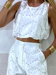 Coordinato Vesna Jewels Shorts e Top Satin con Strass