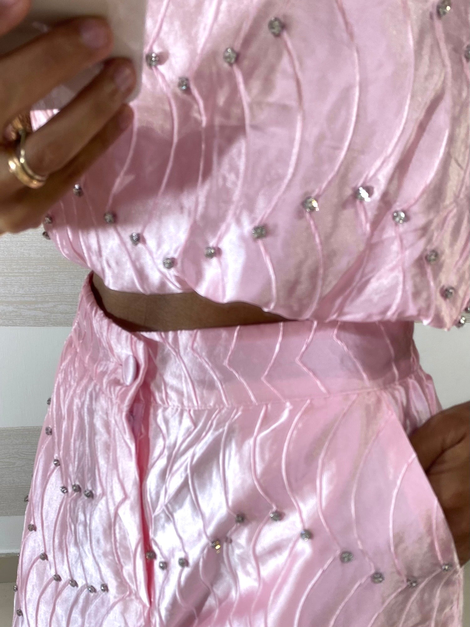Coordinato Vesna Jewels Shorts e Top Satin con Strass