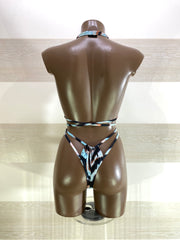Costume Trikini Valeria Regolabile Zebrato Verde