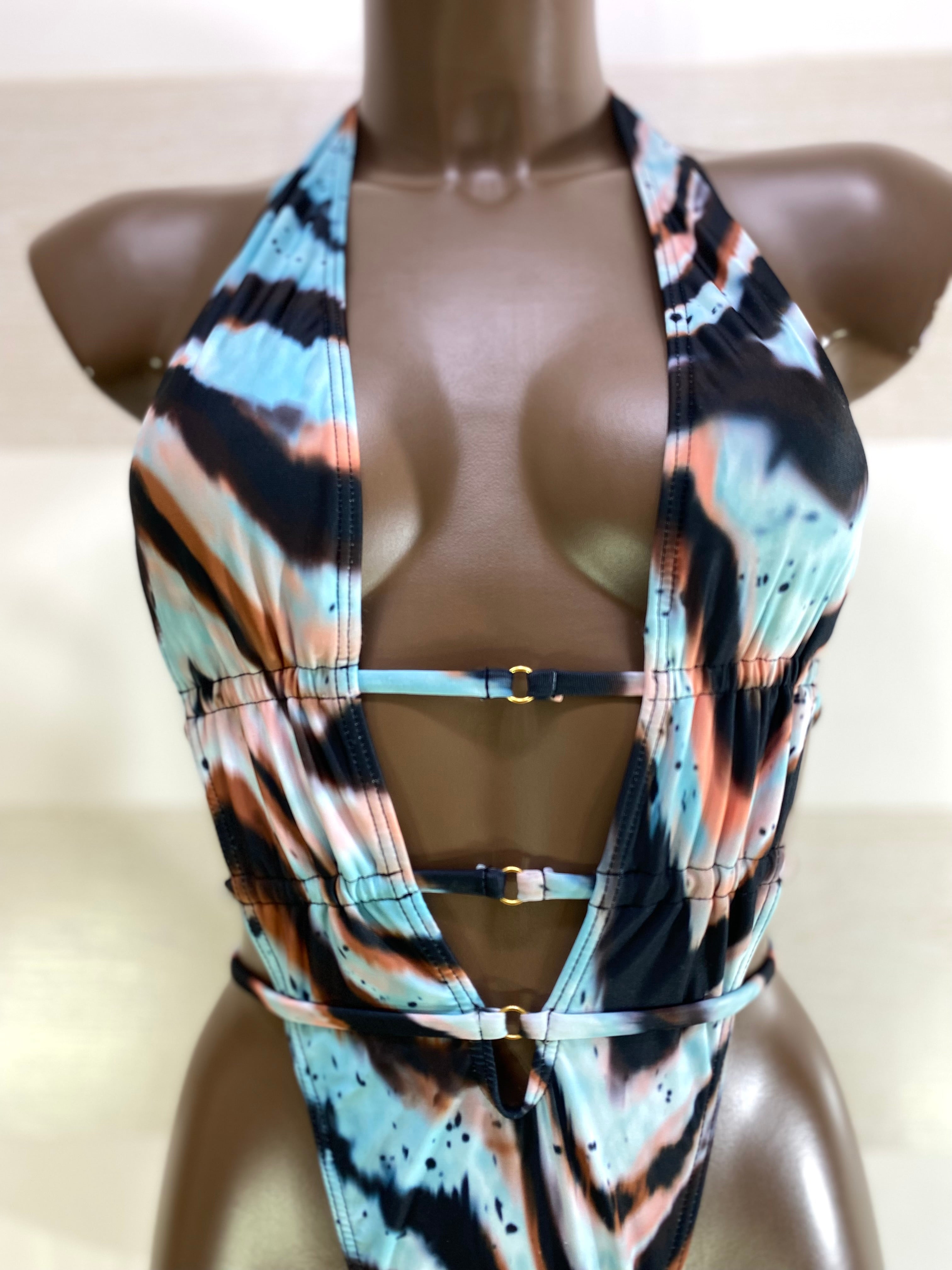 Costume Trikini Valeria Regolabile Zebrato Verde