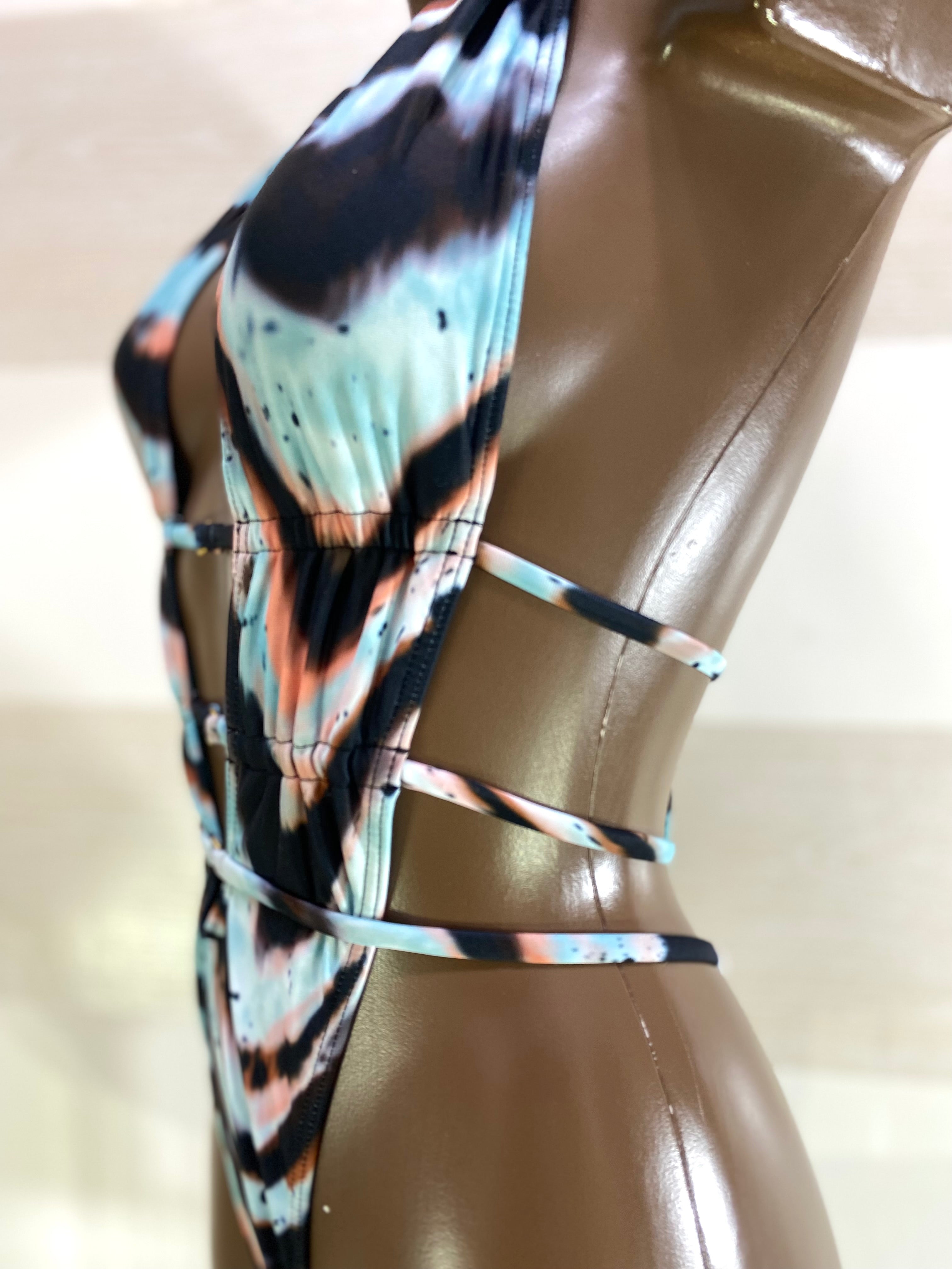 Costume Trikini Valeria Regolabile Zebrato Verde