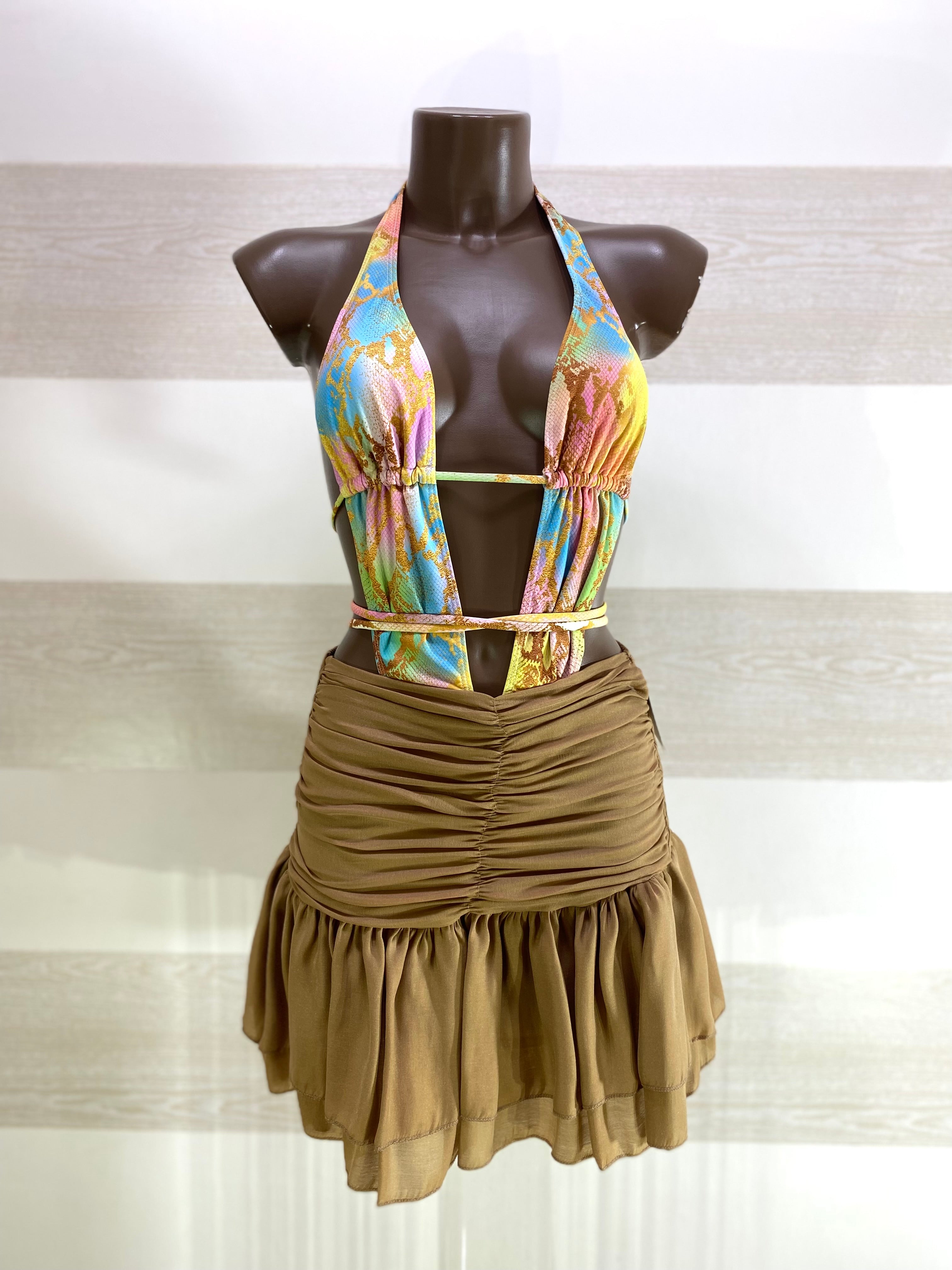 Costume Trikini Venere Pitonato Multicolor Regolabile