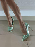 Decollete Eliza Metallic Satinato Verde Tacco 10