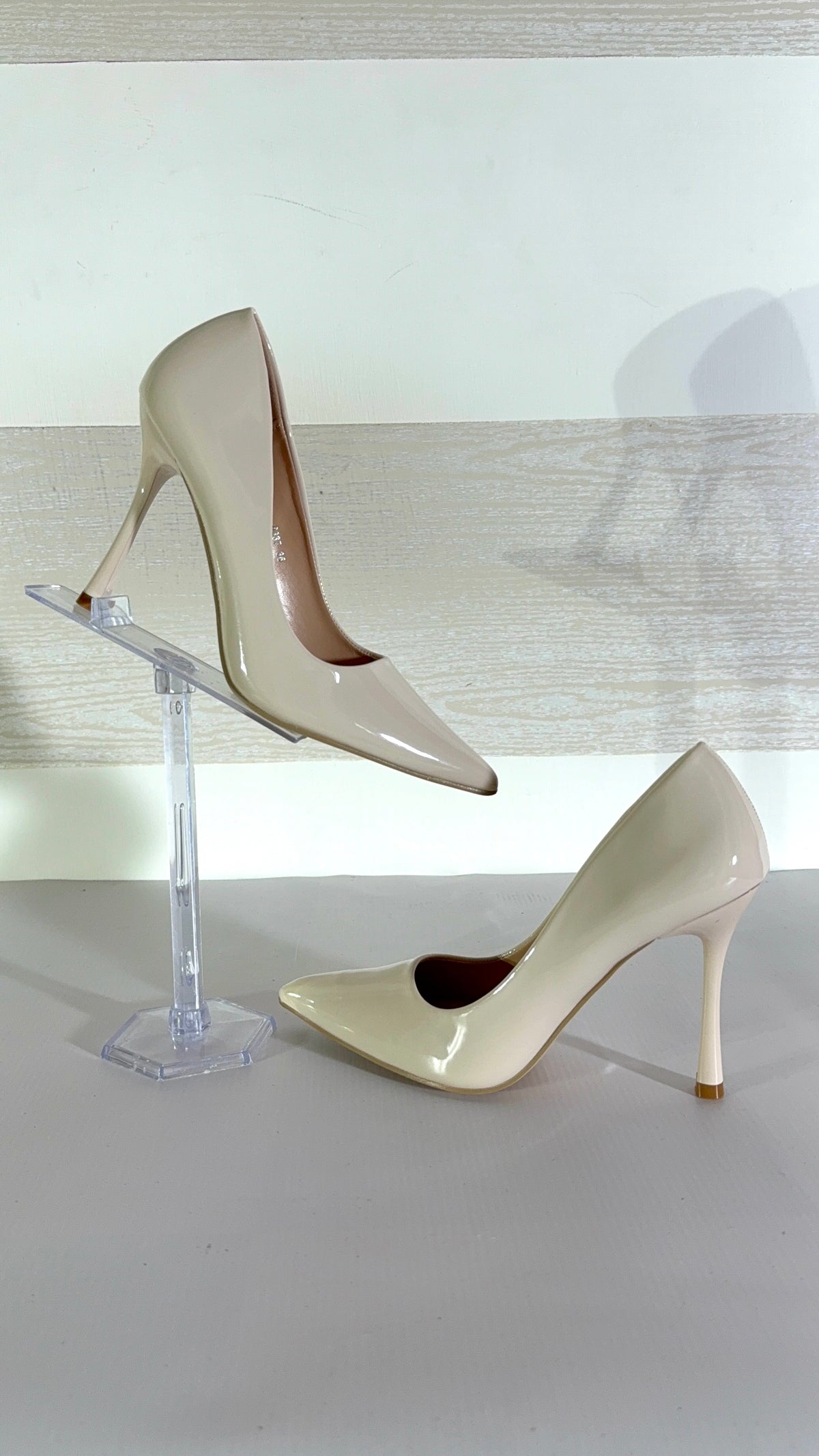 Decollete Lettie in Vernice Naturale Tacco 10 cm