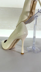 Decollete Lettie in Vernice Naturale Tacco 10 cm