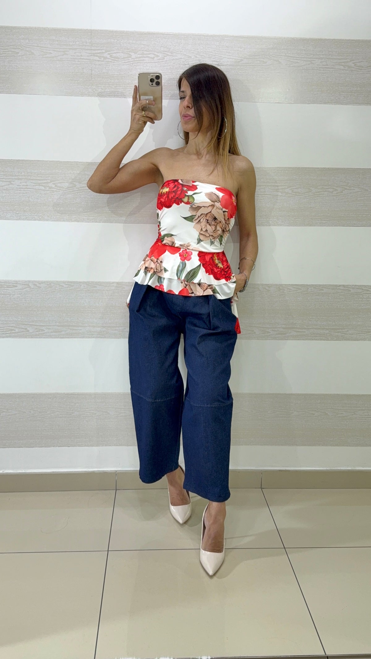 Denim Jeans Truxy Balloon Elasticizzati con Pinces