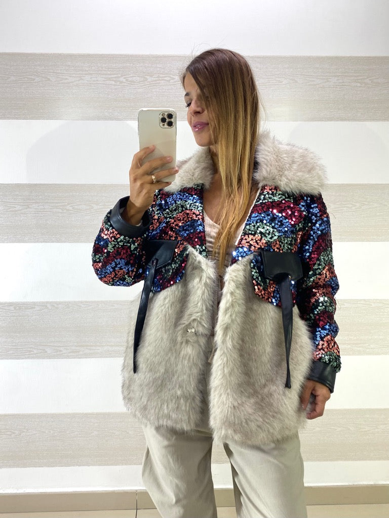 Eco Pelliccia Lola Sfumata e con Paillettes