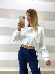 Felpa Crop Janis con Lacci in Vita