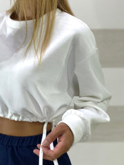 Felpa Crop Janis con Lacci in Vita