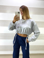 Felpa Crop Janis con Lacci in Vita