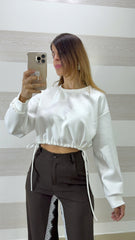 Felpa Crop Maris con Lacci in Vita