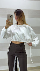 Felpa Crop Maris con Lacci in Vita