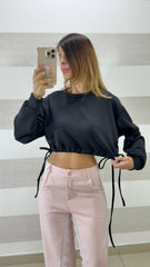 Felpa Crop Maris con Lacci in Vita