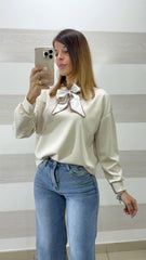 Felpa Loretta con Foulard Removibile in Raso