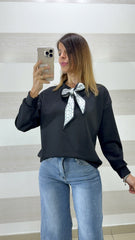 Felpa Loretta con Foulard Removibile in Raso