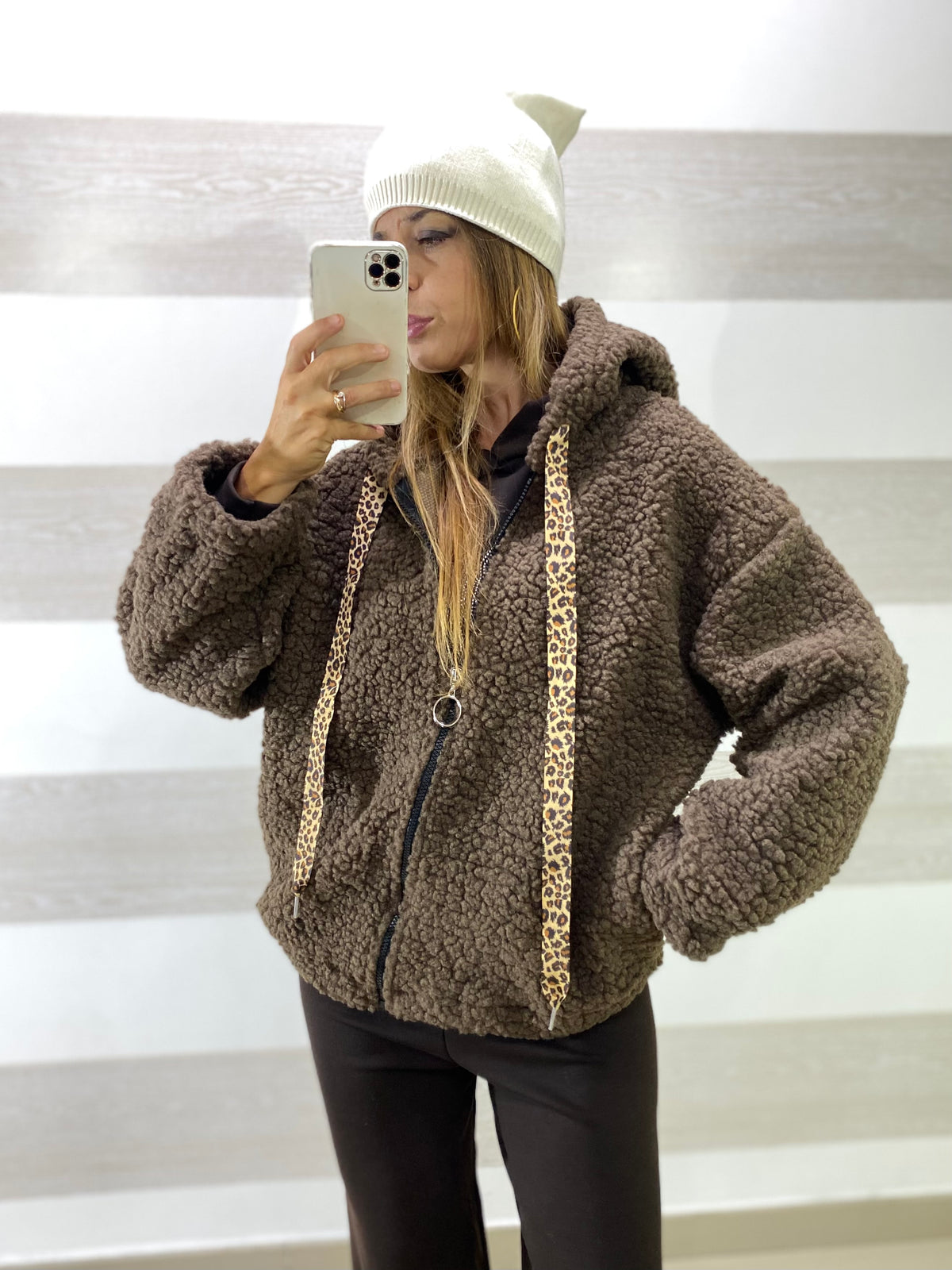 Giacca Adriel Teddy con Cappuccio