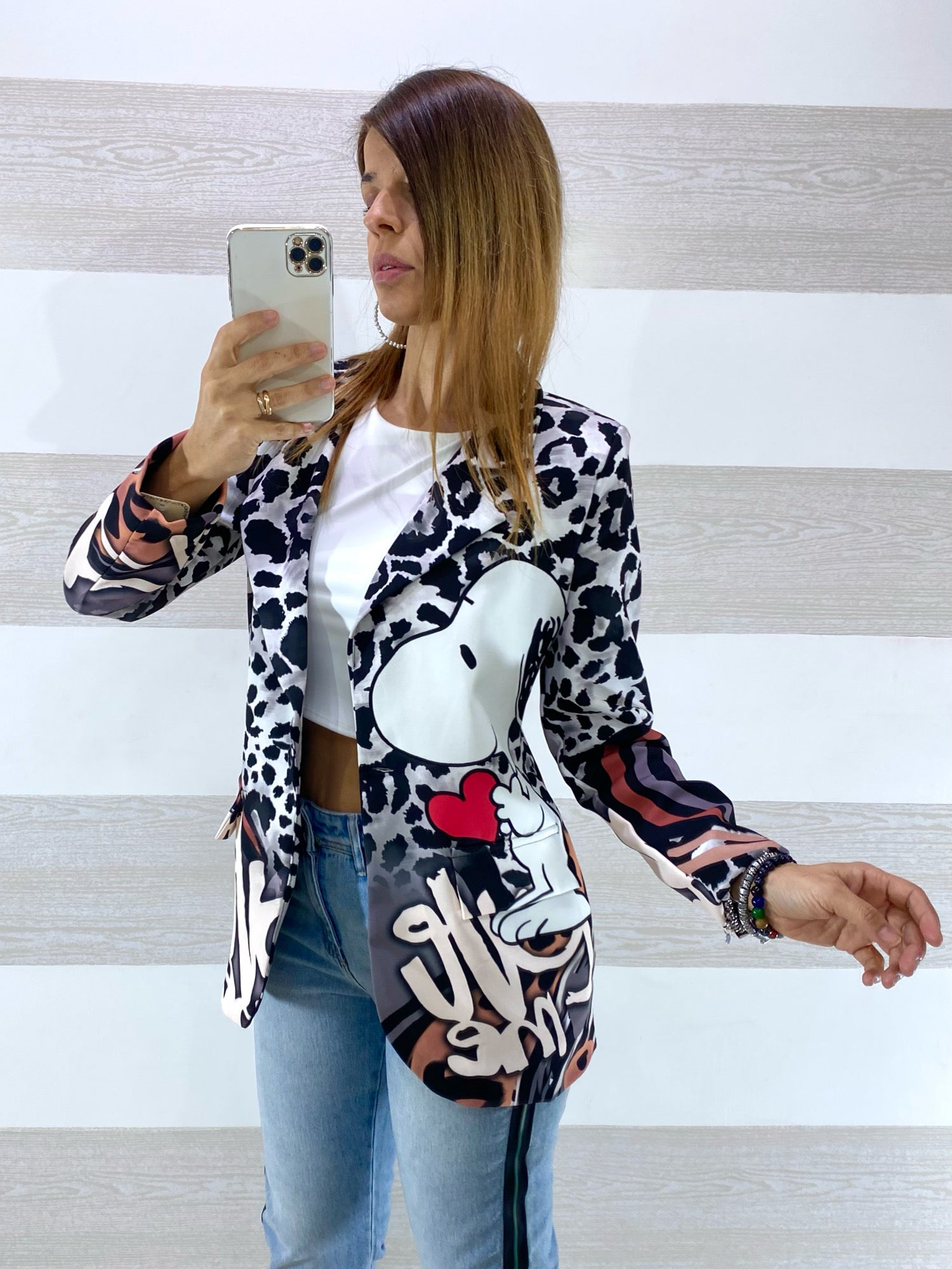 Giacca Alessia Disney Snoopy Animalier Bianco