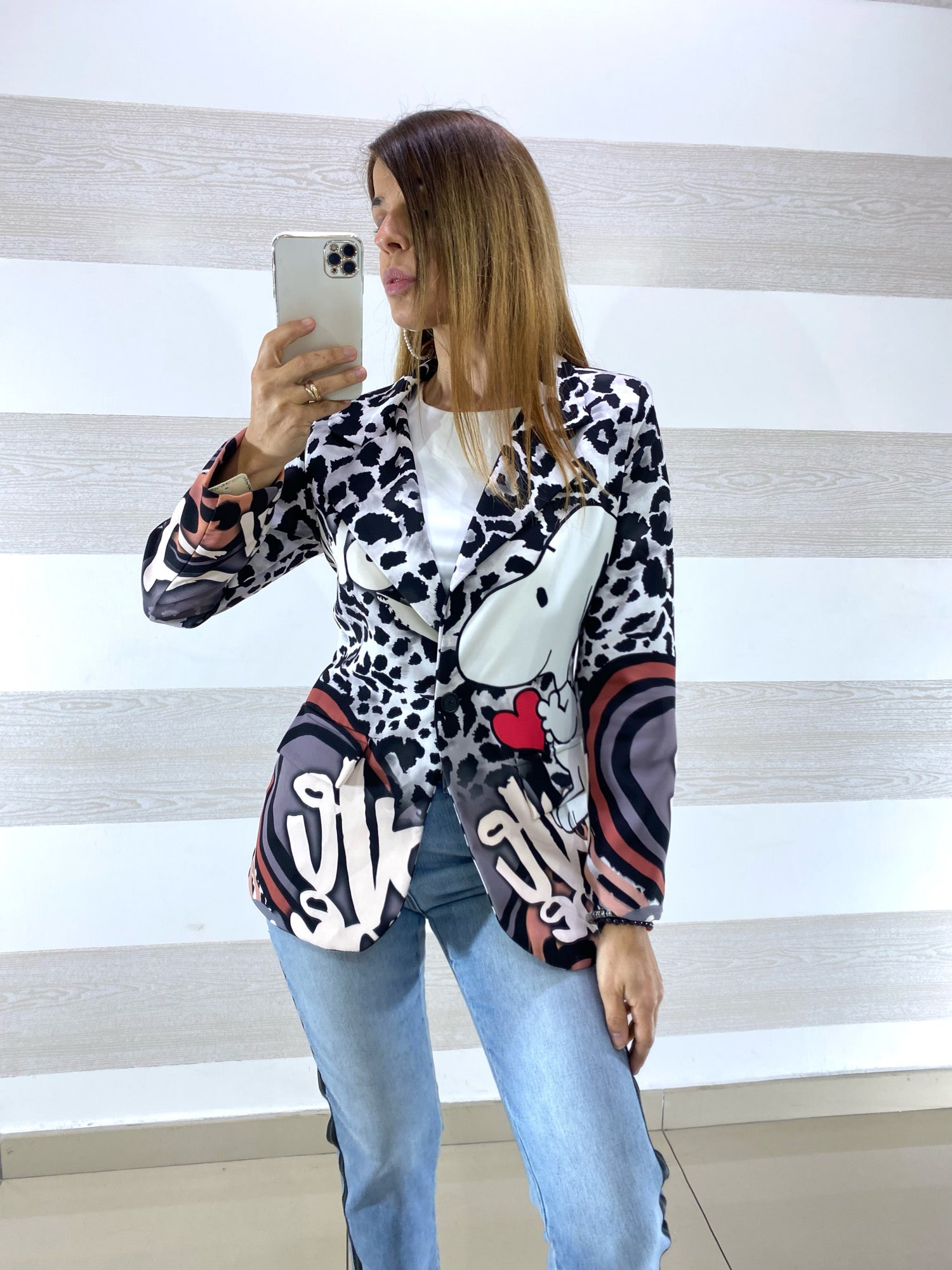 Giacca Alessia Disney Snoopy Animalier Bianco