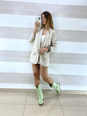 Giacca Jana Righe Piallettes Manica Drappeggiata