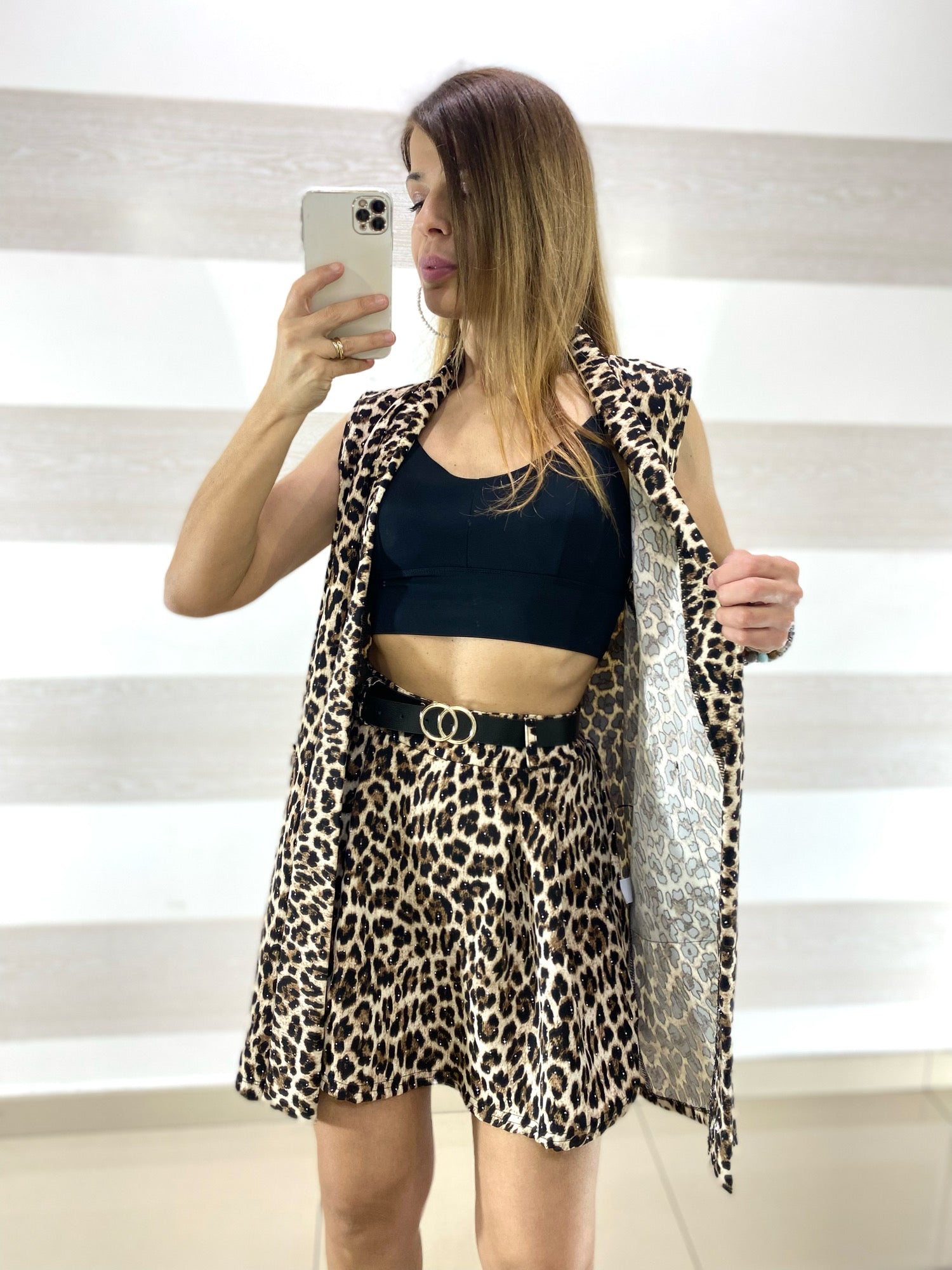 Gilet Ketty Lungo Maculato con Punti Luce