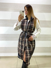 Gilet Miranda a Quadroni con Micro Strappi Sfrangiati