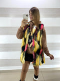 Gilet Sallie Smanicato Eco Pelliccia Multicolor