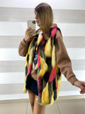 Gilet Sallie Smanicato Eco Pelliccia Multicolor