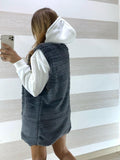 Gilet Sissie1 Smanicato Eco Pelliccia Grigio