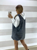 Gilet Sissie1 Smanicato Eco Pelliccia Grigio