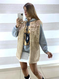 Gilet Sissie Smanicato Eco Pelliccia Beige