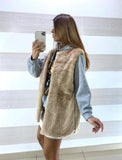 Gilet Sissie Smanicato Eco Pelliccia Beige