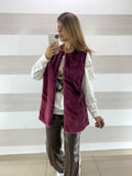 Gilet Sissie Smanicato Eco Pelliccia Bordeaux